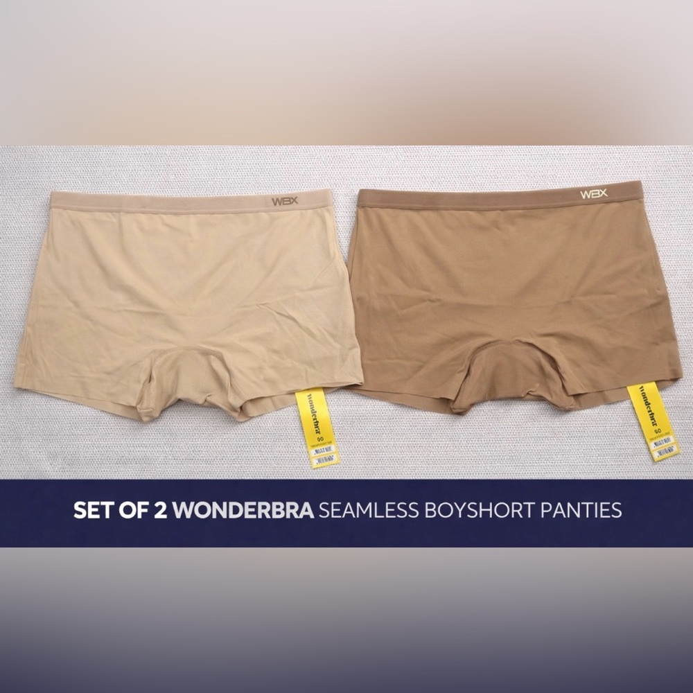 Wonderbra WBX women’s  Size XS Seamless Boyshort Panties Set of 2 Nude NWT(243)✨